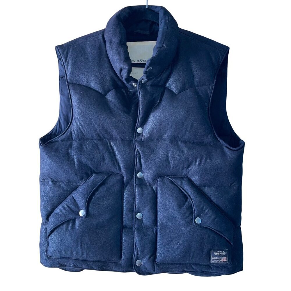 Ralph Lauren Denim Supply Mens Vest Size Large Black Down Filled Puffer